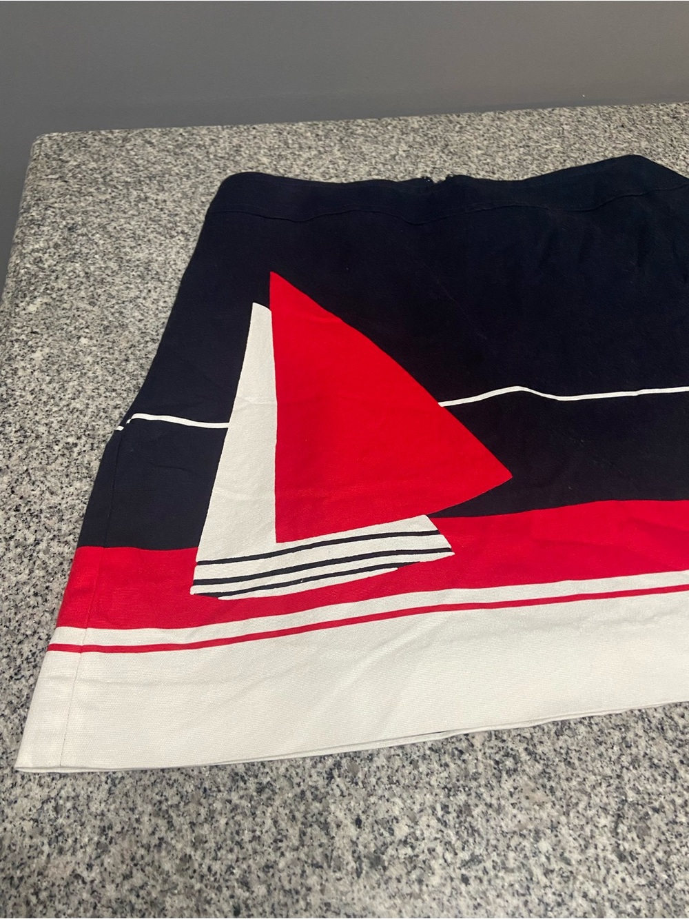 Vintage TALBOTS Womens Petites Nautical Sailboat Skirt Navy Blue Red White 14WP - Picture 4 of 16